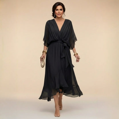 MARTA | VESTIDO DE CHIFFON CON ESCOTE EN V