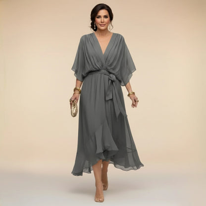 MARTA | VESTIDO DE CHIFFON CON ESCOTE EN V