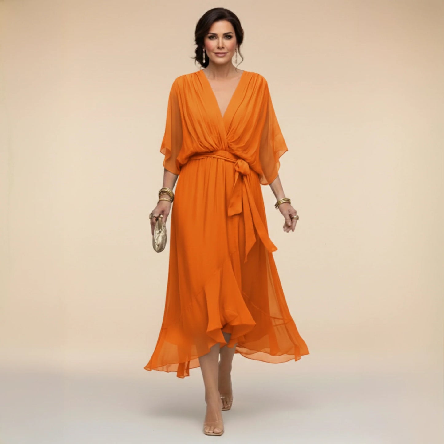 MARTA | VESTIDO DE CHIFFON CON ESCOTE EN V
