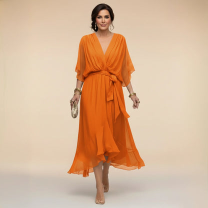 MARTA | VESTIDO DE CHIFFON CON ESCOTE EN V
