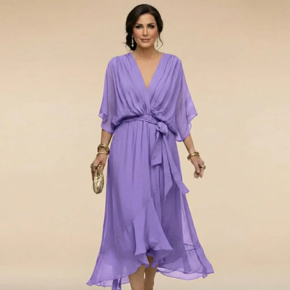 MARTA | VESTIDO DE CHIFFON CON ESCOTE EN V